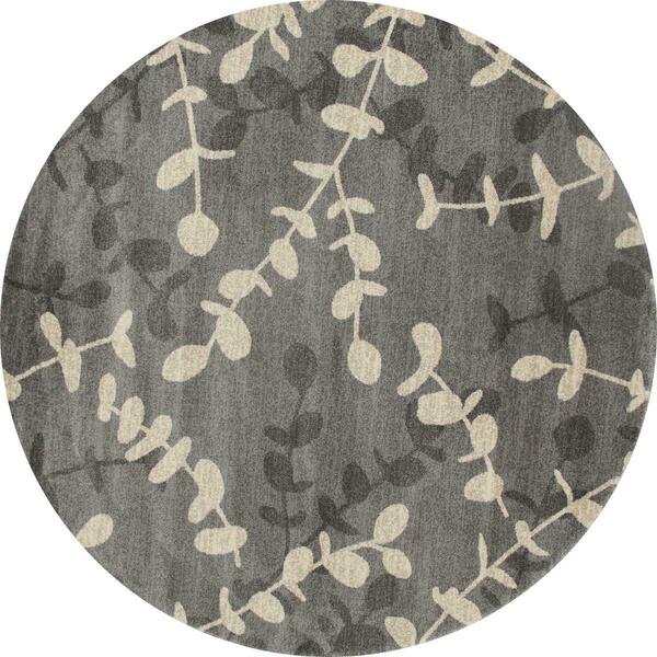 Art Carpet 8 Ft. Milan Collection Eucalyptus Woven Round Area Rug, Gray 25009